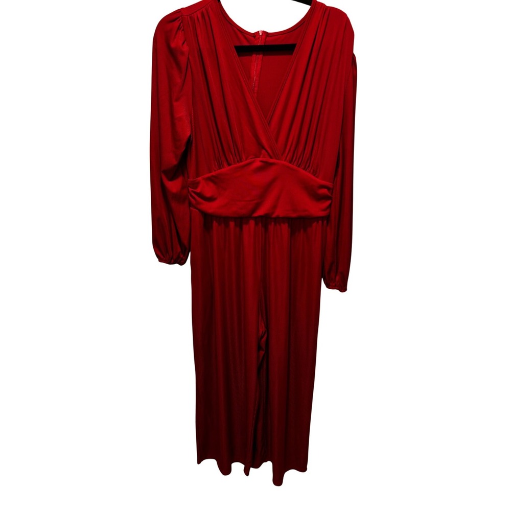 Unbranded Wide Leg Jumpsuit‎ Red Large Balloon Sleeve Formal Holiday Party Wear